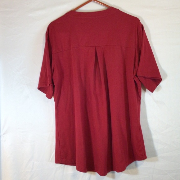 Oyamiki blouse top women’s size xxl maroon short sleeve - Picture 2 of 5